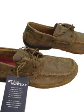 NEW TWISTED X Womens Boat Shoe Driving Moccasins Cushioned Lace-Up Size 9